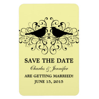 Love Bird Swirls Save the Date Magnet, Yellow Magneet