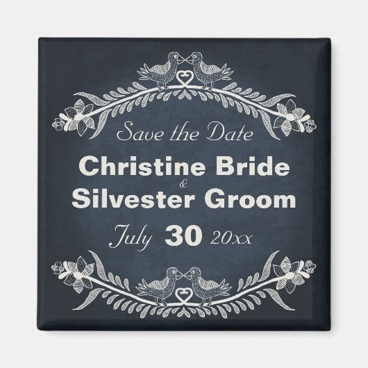 Love Bird Vines, bewaar de datum Magneet (Voorkant)