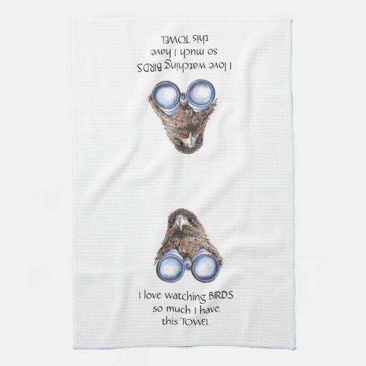 Love Bird Watching Hawk Binoculars Fun Quote Kitch Theedoek (Verticaal)