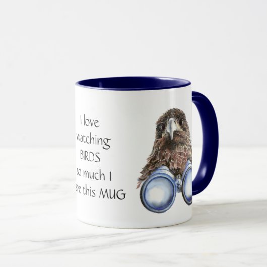 Love Bird Watting Hawk Binoculars Fun Quote Mok (Voorkant rechts)