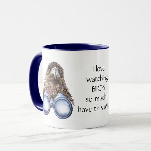 Love Bird Watting Hawk Binoculars Fun Quote Mok (Voorkant links)