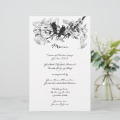  Love Bird White Flower Branch Wedding Menu (Staand voorkant)
