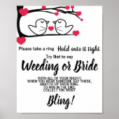 Love Bird Zet Ring op Vrijgezellenfeest Game Sign Poster (Voorkant)