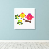 Love Birdies Stretched Canvas Muurkunst Afdruk (Insitu (Houten vloer))