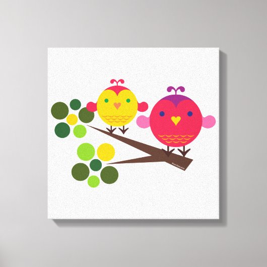 Love Birdies Stretched Canvas Muurkunst Afdruk (Voorkant)