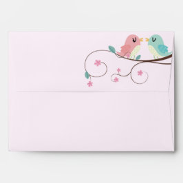 Love Birds Bloemen Roze Bruiloft Envelop