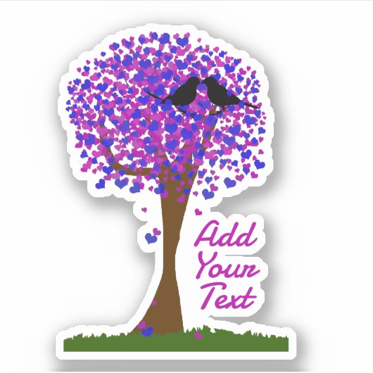 Love Birds in a Tree of Hearts - Winter Love Sticker (Voorkant)