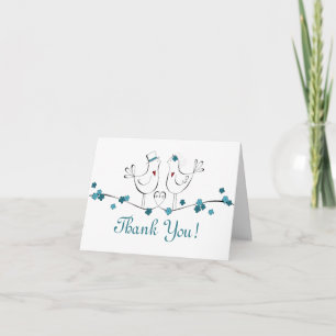 Love Birds in Teal-Thank You Cards Bedankkaart