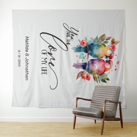 Love Birds. Jij bent de liefde van mijn leven! Wandkleed (In Situ (horizontaal))