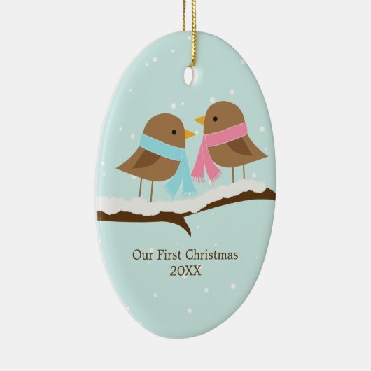Love Birds Keramisch Ornament (Rechts)