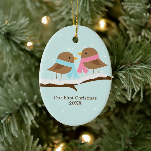 Love Birds Keramisch Ornament (Boom)