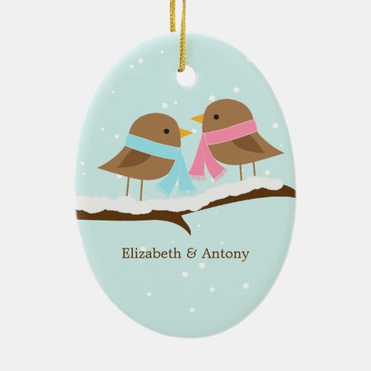 Love Birds Keramisch Ornament (Achterkant)