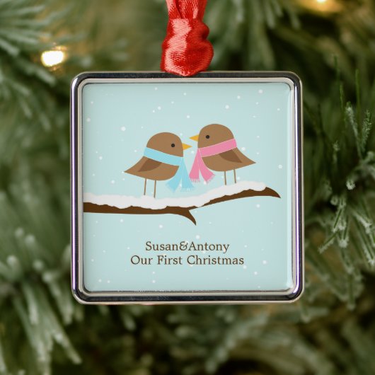 Love Birds Metalen Ornament (Boom)
