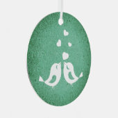 Love Birds on Green Metalen Ornament (Voorkant Rechts)
