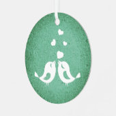 Love Birds on Green Metalen Ornament (Voorkant links)