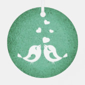 Love Birds on Green Metalen Ornament (Achterkant)