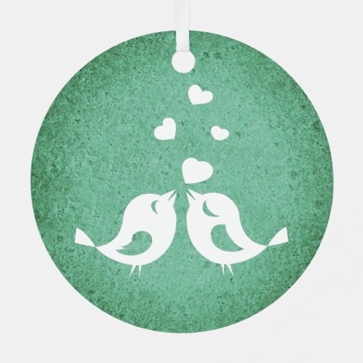 Love Birds on Green Metalen Ornament (Achterkant)