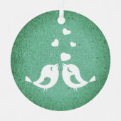 Love Birds on Green Metalen Ornament (Voorkant)