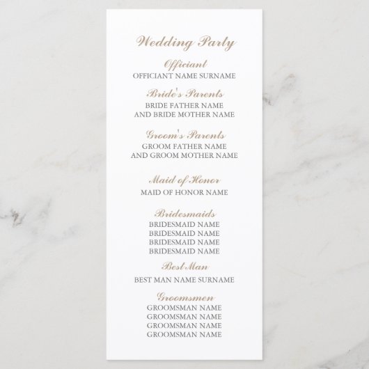 Love Birds paar huwelijksprogramma's Programmakaart (Achterkant)