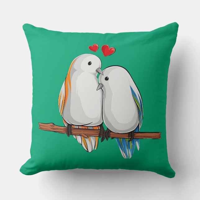Love Birds Romantic Couple Decorative Kussen (Voorkant)