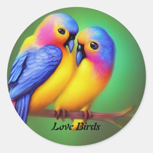 Love Birds Ronde Sticker (Voorkant)