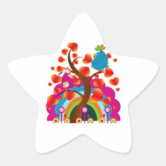 Love Birds Ster Sticker (Voorkant)