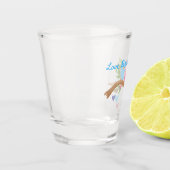 Love Birds Together on a Branch on a Shot Glas (Links)