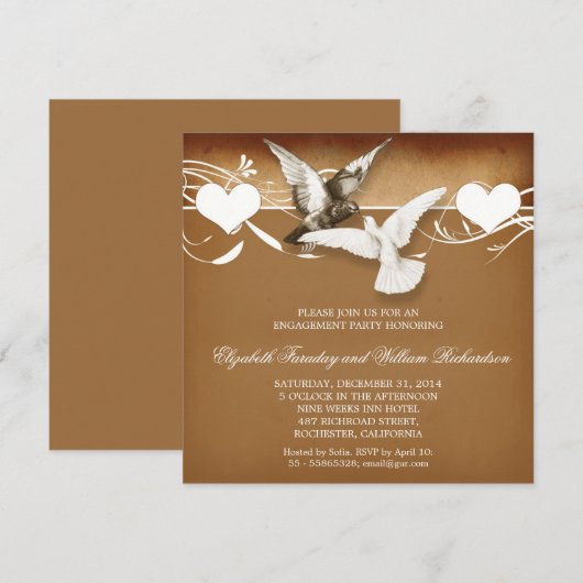  Love Birds verlovingsfeest uitnodigingen (Voorkant / Achterkant)