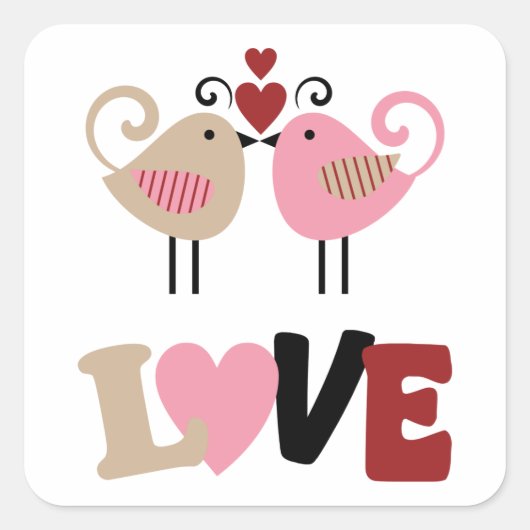 Love Birds Vierkante Sticker (Voorkant)