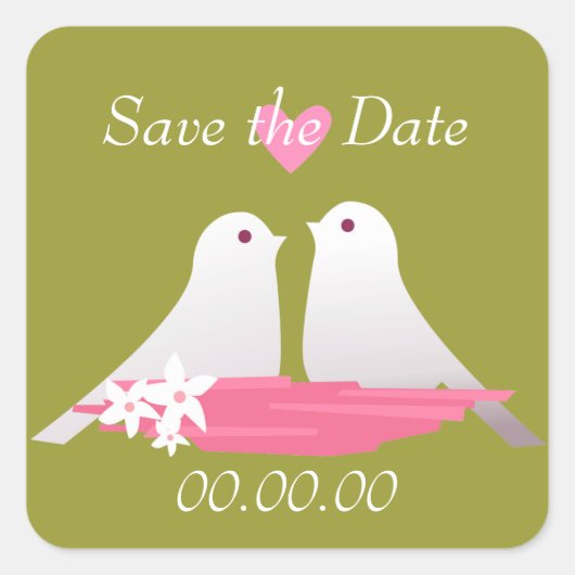 Love Birds Vierkante Sticker (Voorkant)