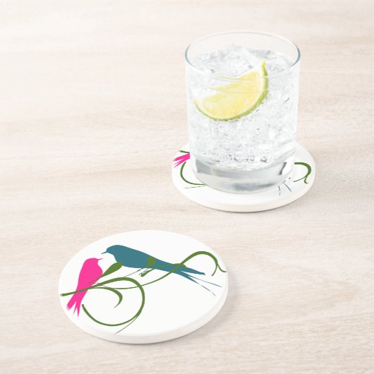 Love Birds Zandsteen Onderzetter (Zijkant)