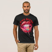 Love Bites Cute Lips Lollipop-Funny Valentijns T-shirt (Voorkant volledig)