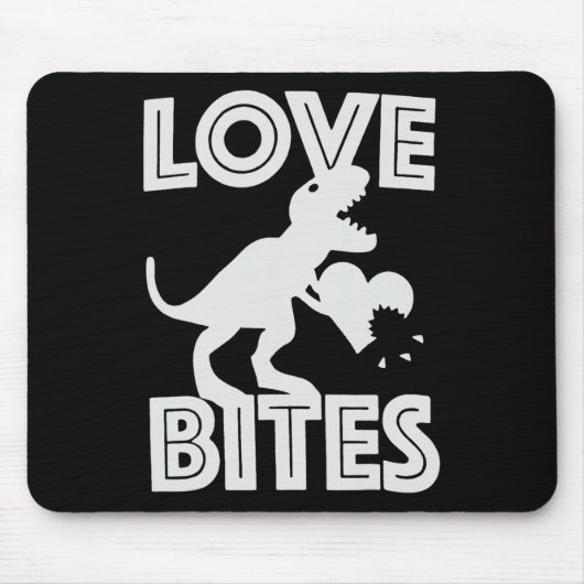 Love Bites Dinosaur Valentijnsdag Muismat (Voorkant)