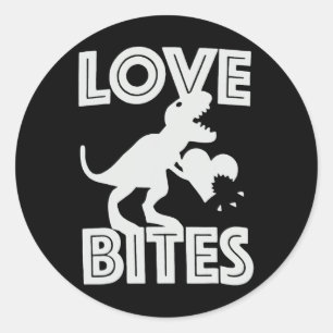 Love Bites Dinosaur Valentijnsdag  Ronde Sticker