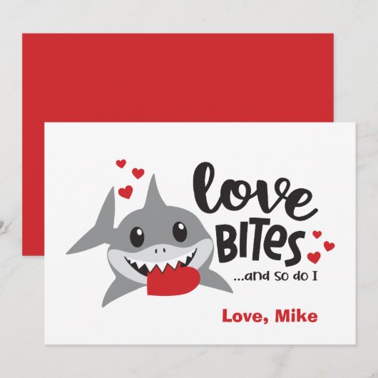 Love Bites | Dus ik Funny Shark Boy Valentijn Feestdagenkaart (Voorkant / Achterkant)