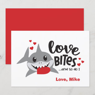 Love Bites   Dus ik Funny Shark Boy Valentijn Feestdagenkaart
