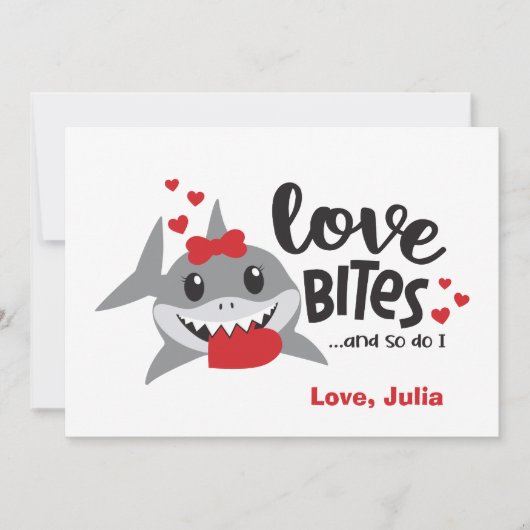 Love Bites | Dus ik Funny Shark Girl Valentijn Feestdagenkaart (Voorkant)