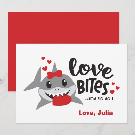 Love Bites | Dus ik Funny Shark Girl Valentijn Feestdagenkaart (Voorkant / Achterkant)