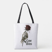 Love Bites: Gotisch Roos & Skeleton Hand Art Tote Bag (Achterkant)