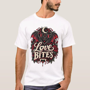 Love Bites Gotische Vampier Vleermuis Romantisch T-shirt