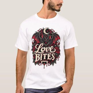 Love Bites Gotische Vampier Vleermuis Romantisch T-shirt