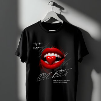 Love Bites Red Lips Heart Attitude Graphic T-shirt