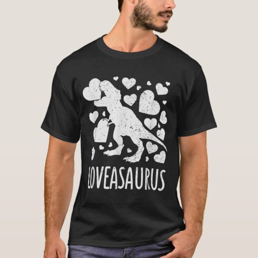 Love Bites Saurus T-rex Dinosaur Valentijnsdag T-shirt (Voorkant)