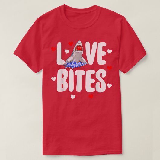 Love Bites Shark Tee Shirts Funny Women Valentijn (Design voorkant)
