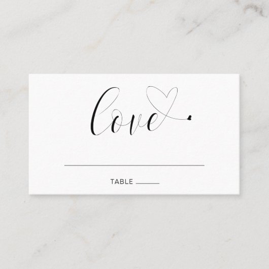 Love Black and White Cute Elegant Modern Wedding Plaatskaartje (Voorkant)