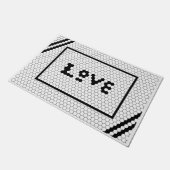 Love Black and White Tegel Design Deurmat (Schuin)
