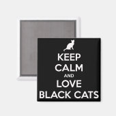 Love Black Cats 2 Inch Square Magnet (Voorkant / Achterkant)
