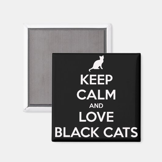Love Black Cats 2 Inch Square Magnet (Voorkant / Achterkant)