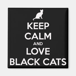 Love Black Cats 2 Inch Square Magnet