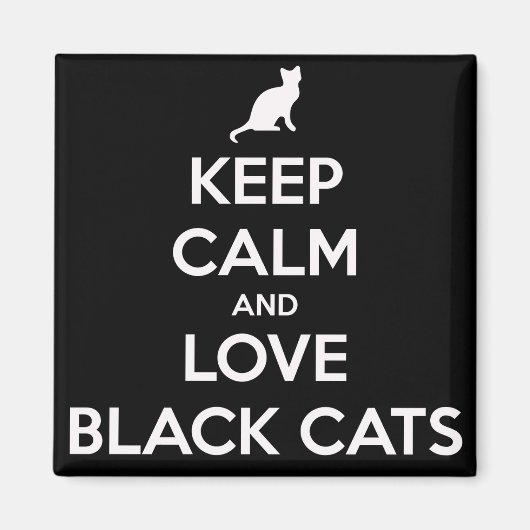 Love Black Cats 2 Inch Square Magnet (Voorkant)